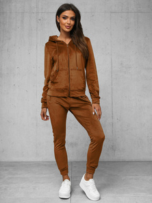 Damen Velours Sportanzug Camel OZONEE JS/8C1176/33Z