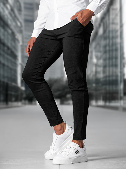 Herren Chino Hose Schwarz OZONEE O/P4049Z