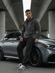 Herren Velours Kapuzenpullover Anthrazit OZONEE JS/8B1168/6Z