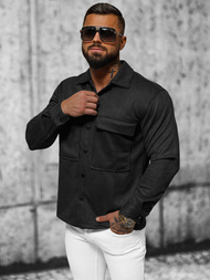 Herren Hemd Schwarz OZONEE O/GOM23039