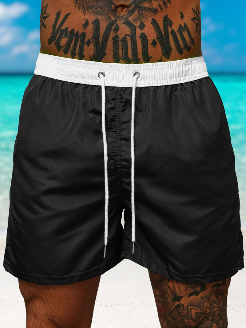 Herren Badeshorts Schwarz/Weiß OZONEE JS/17K561/2