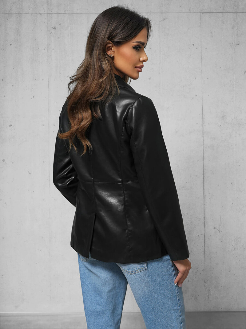 Damen Lederjacke Schwarz OZONEE JS/11Z8121