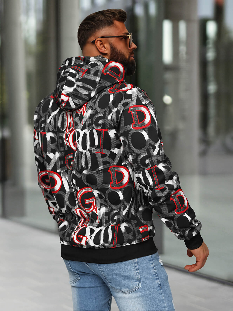 Herren Kapuzenpullover Schwarz OZONEE JS/8B1237/3