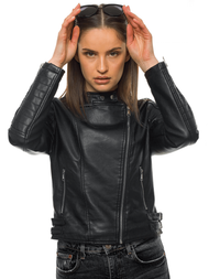 Damen Lederjacke Schwarz OZONEE YD/BF5935502