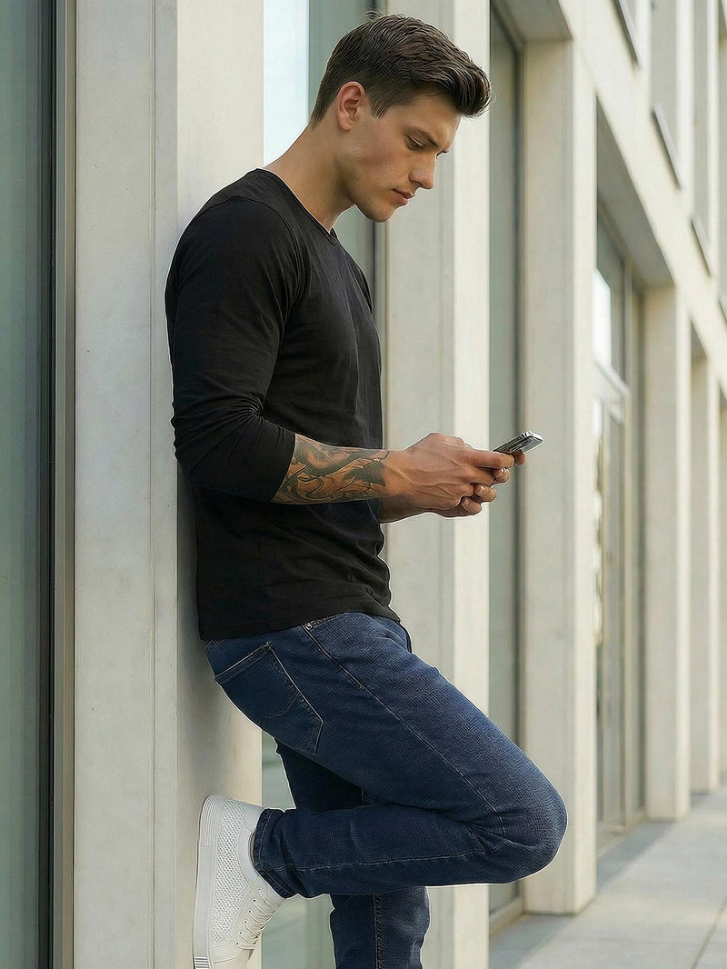 Herren Jeanshose Dunkelblau OZONEE DO/4048/2Z