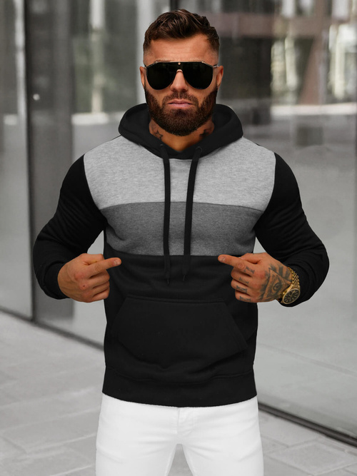 Herren Kapuzenpullover Schwarz OZONEE JS/8B1312/3