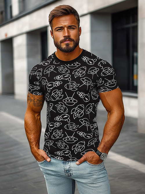 Herren T-shirt Schwarz OZONEE JS/8T1197/3Z