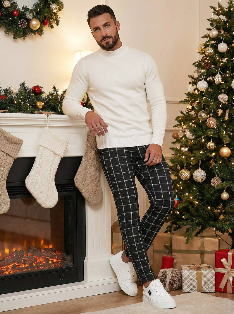 Herren Chino Hose Schwarz OZONEE DJ/5522Z