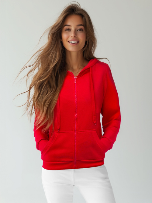 Damen Kapuzenpullover Rot OZONEE JS/W03Z