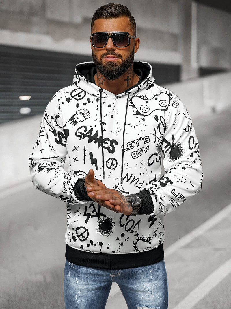 Herren Kapuzenpullover Weiß OZONEE JS/8B1227/1