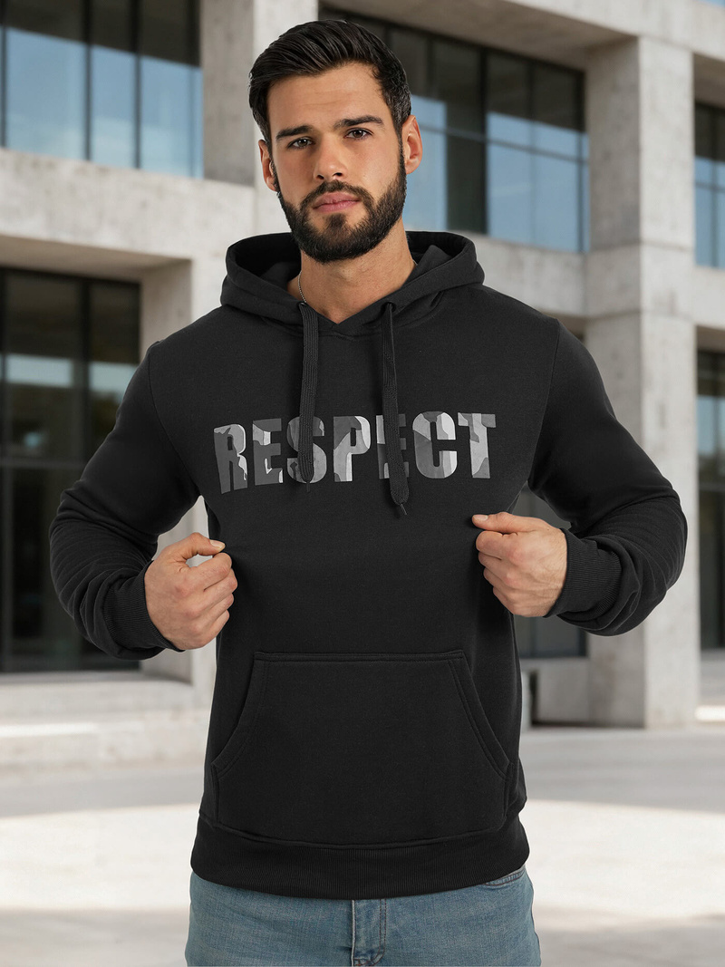 Herren Kapuzenpullover Schwarz OZONEE JS/8B1759/3