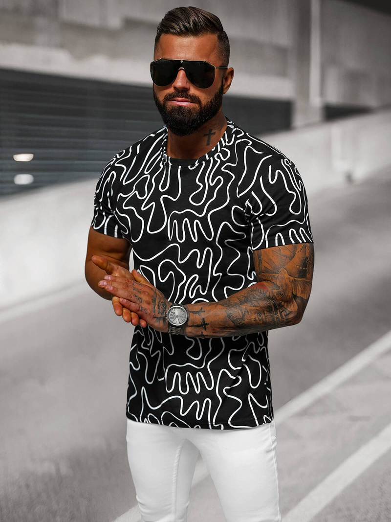 Herren T-shirt Schwarz OZONEE JS/8T1198/3