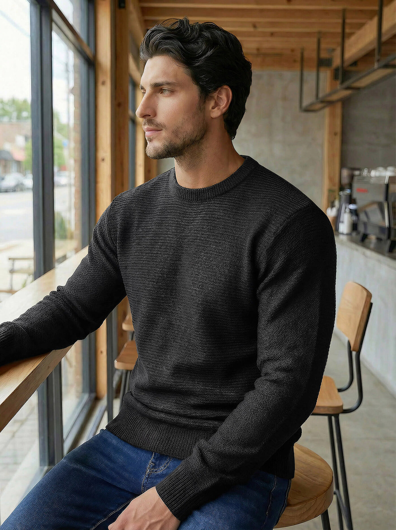 Herren Pullover Schwarz OZONEE JS/59B3600/3