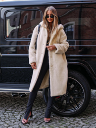 Damen Pelz Winterjacke Beige OZONEE JS/11Z8250