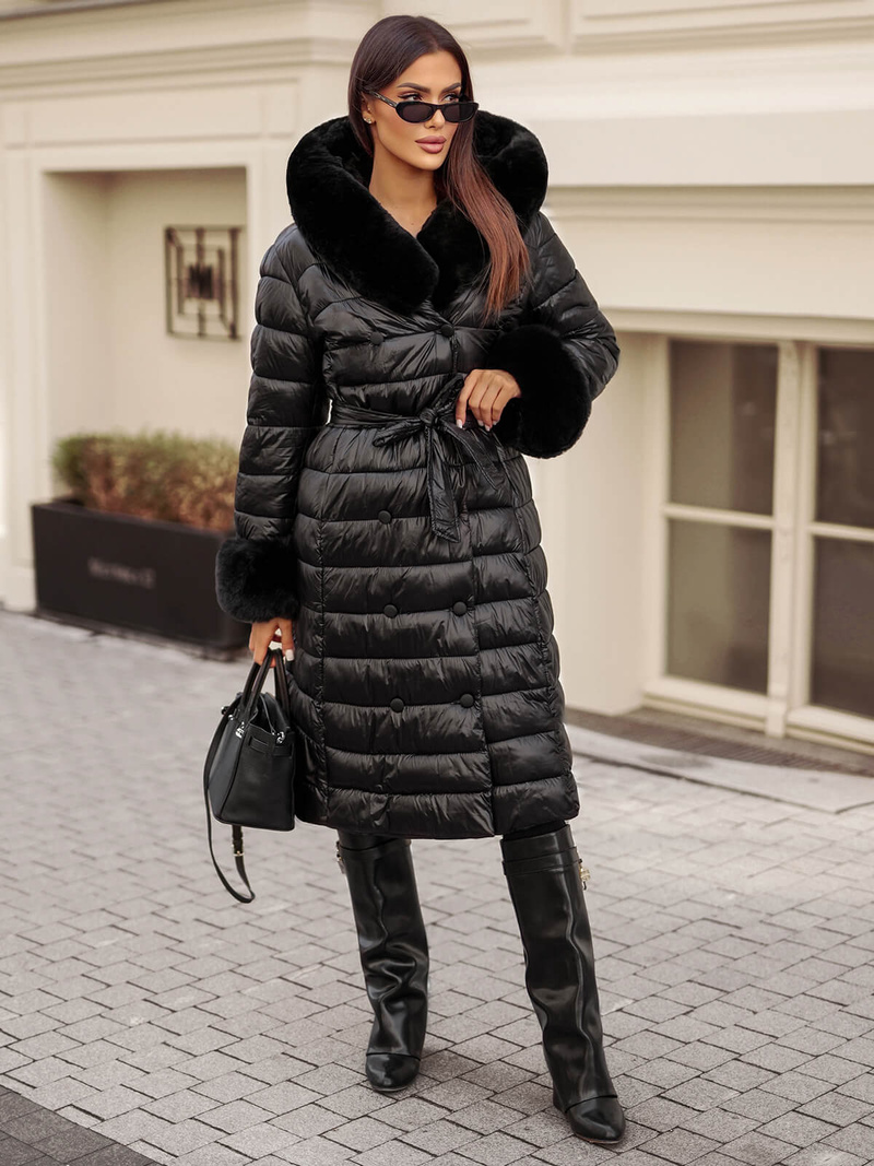 Damenmantel Schwarz OZONEE JS/5M3160/392Z