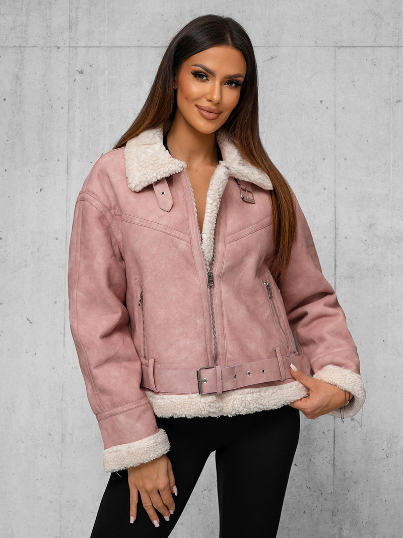 Damen Lederjacke Puderrosa OZONEE O/81331Z