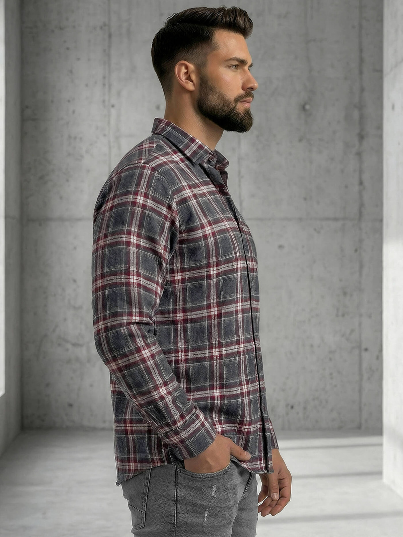 Herren Hemd Weinrot OZONEE V/V178Z