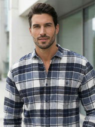 Herren Hemd Dunkelblau OZONEE V/V175Z