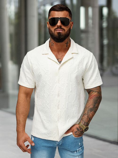 Herren Kurzarmhemd Ecru OZONEE O/B2256