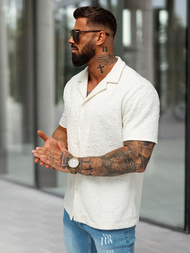 Herren Kurzarmhemd Ecru OZONEE O/B2258