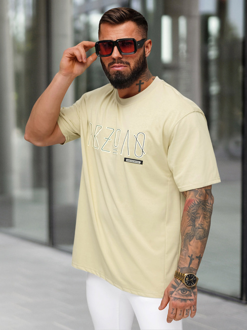Herren T-shirt Beige OZONEE O/QQ1185