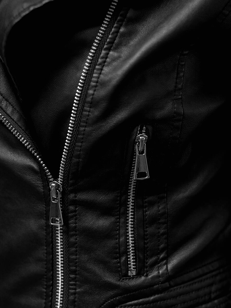 Damen Lederjacke Schwarz OZONEE JS/11Z8028