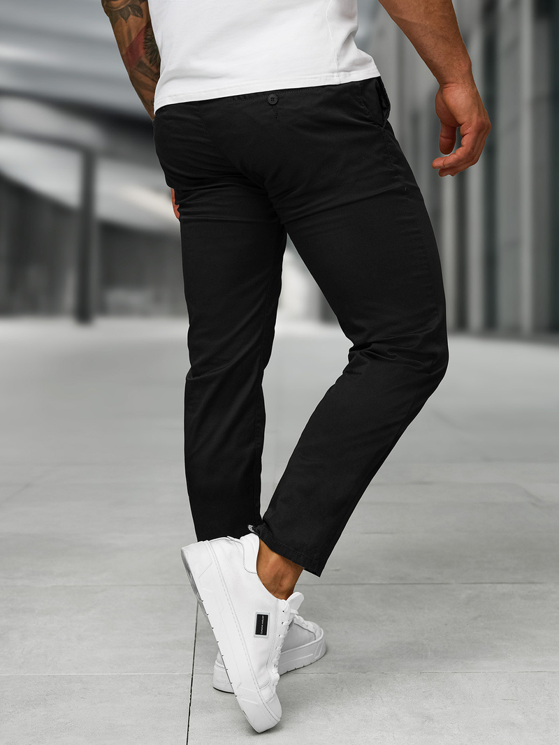 Herren Chino Hose Schwarz OZONEE BL/SK222/1