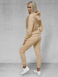 Damen Velours Sportanzug Hellbeige OZONEE JS/8C1176/159