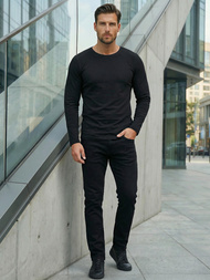 Herren Longsleeve Schwarz OZONEE JS/2088Z