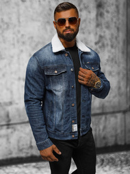 Herren Jeansjacke Sherpa Dunkelblau OZONEE NB/MJ516BSZ