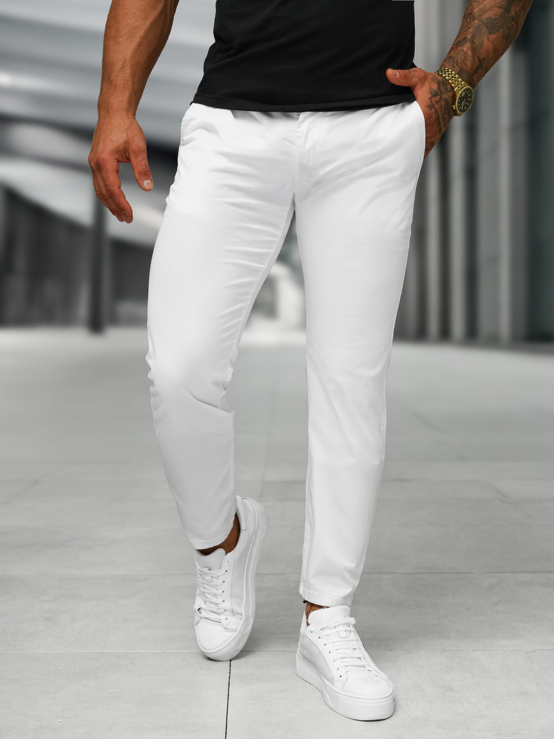 Herren Chino Hose Weiß OZONEE BL/SK222/2
