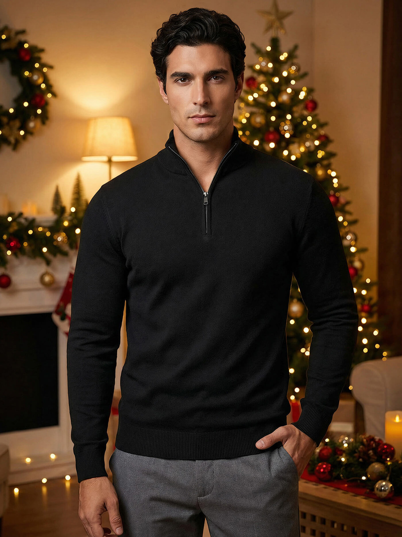 Herren Pullover Schwarz OZONEE NB/MM6007/4Z