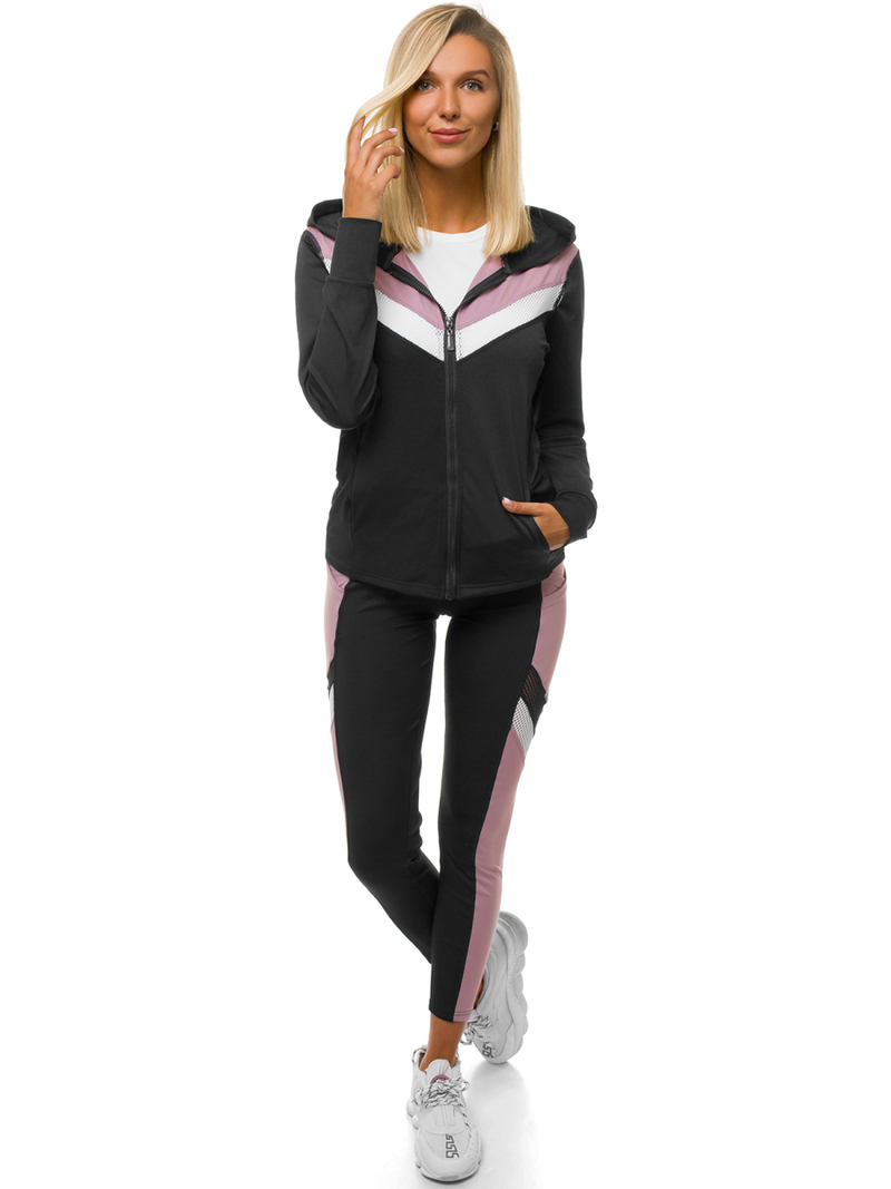 Zweiteiliges Trainingsanzug-Set Schwarz-Hellrosa OZONEE JS/YW06005/1/16