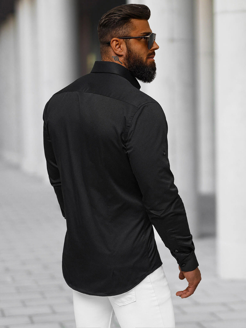 Herren Hemd Schwarz OZONEE O/V125