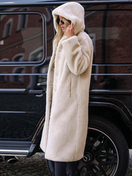 Damen Pelz Winterjacke Beige OZONEE JS/11Z8250