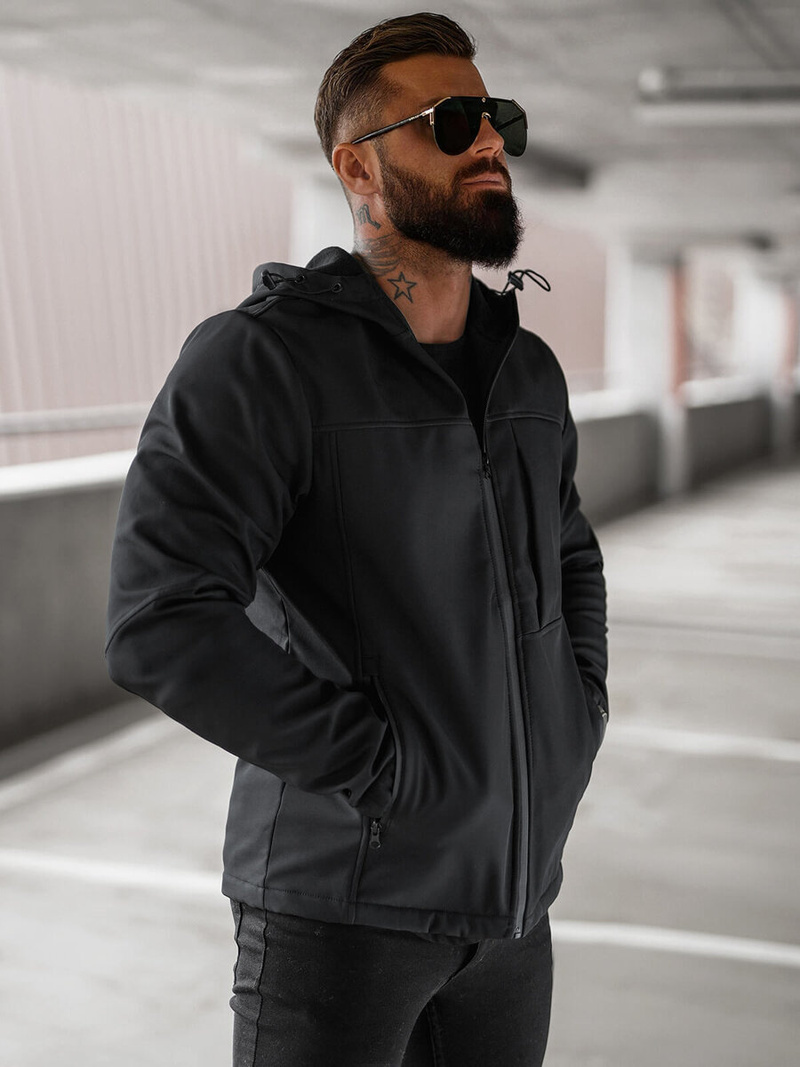 Herren Übergangsjacke Schwarz OZONEE JS/27B6523/3Z