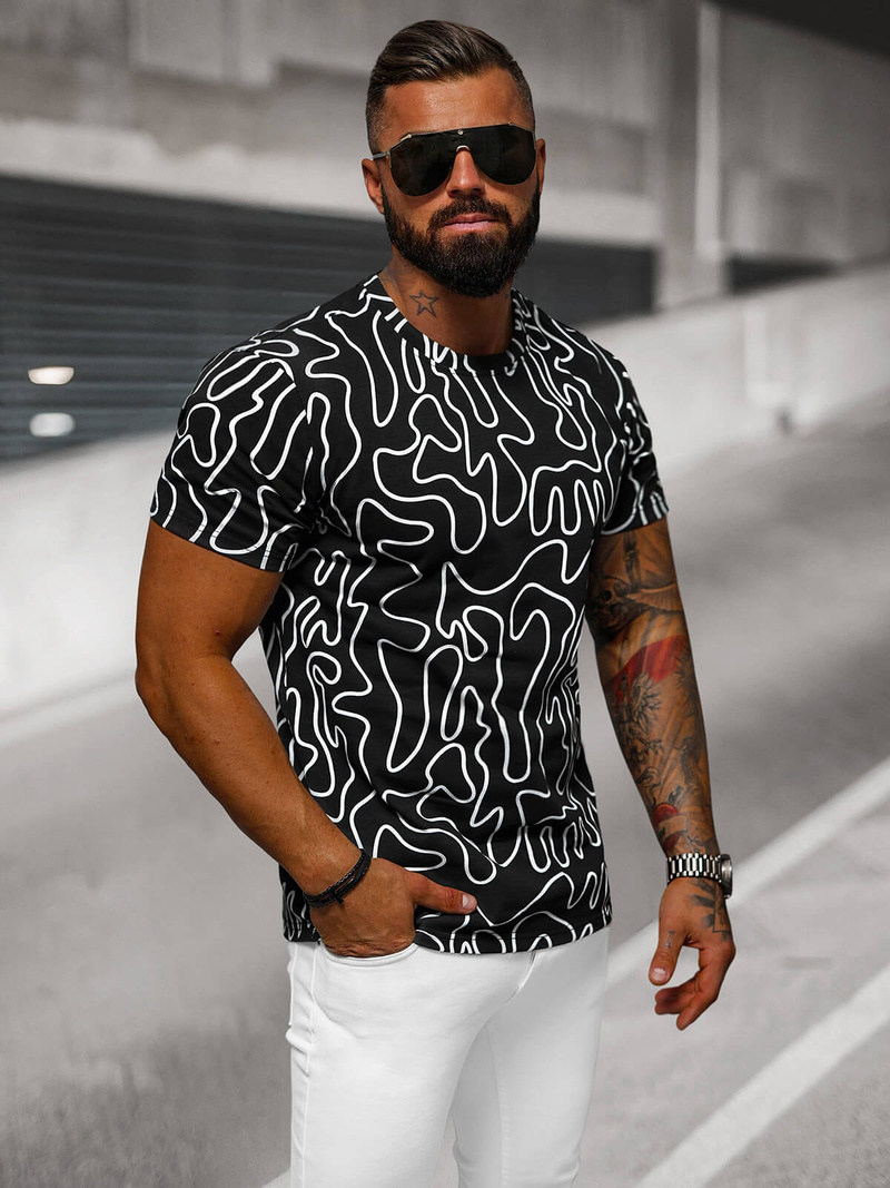 Herren T-shirt Schwarz OZONEE JS/8T1198/3