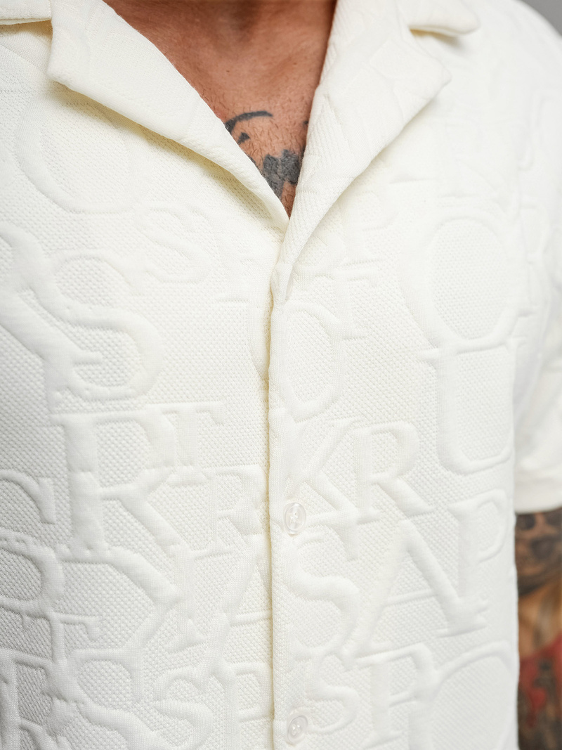 Herren Kurzarmhemd Ecru OZONEE O/B2256