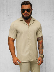 Herren Kurzarmhemd Beige OZONEE O/Y971T