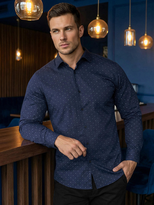 Herren Hemd Dunkelblau OZONEE V/V181Z