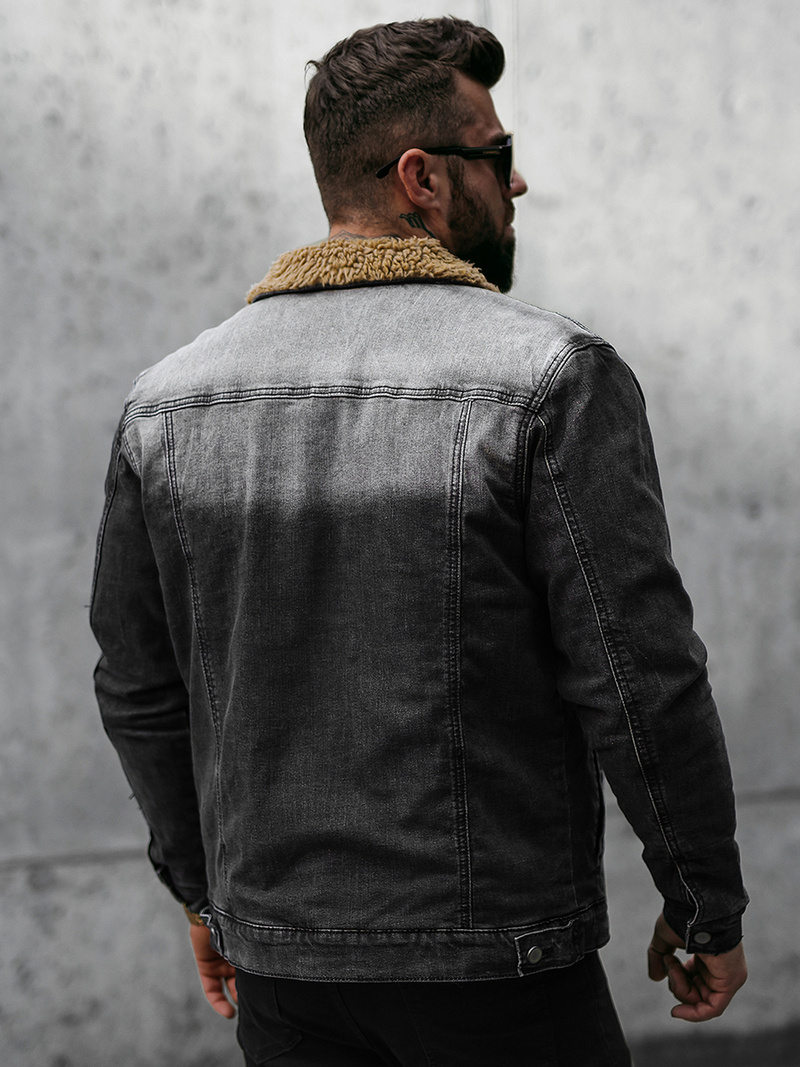 Herren Jeansjacke Sherpa Schwarz OZONEE NB/MJ520NZ