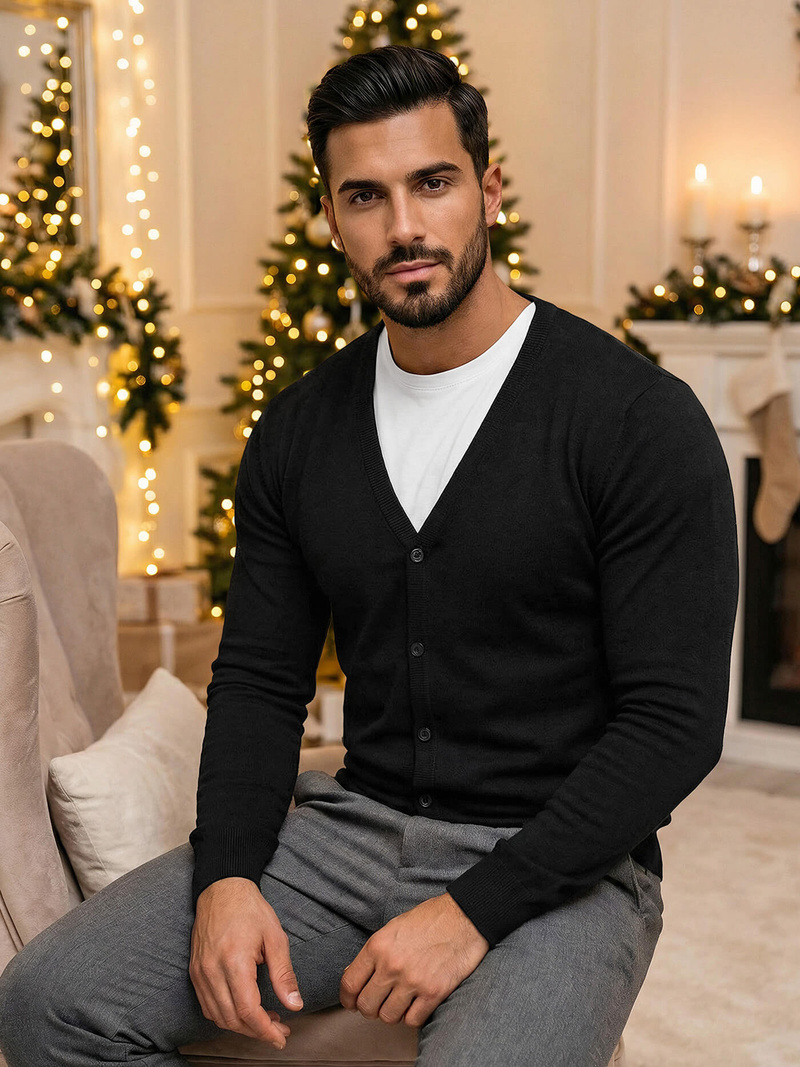 Herren Pullover Schwarz OZONEE NB/MM6006/4Z