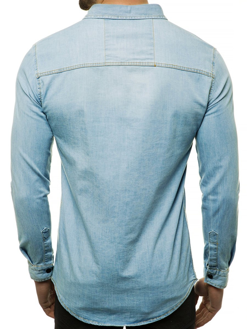 Herren Jeanshemd Hellblau OZONEE R/3053
