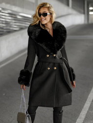 Damen Mantel Schwarz OZONEE JS/61M8509/392