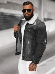 Herren Jeansjacke Sherpa Schwarz OZONEE NB/MJ502NZ