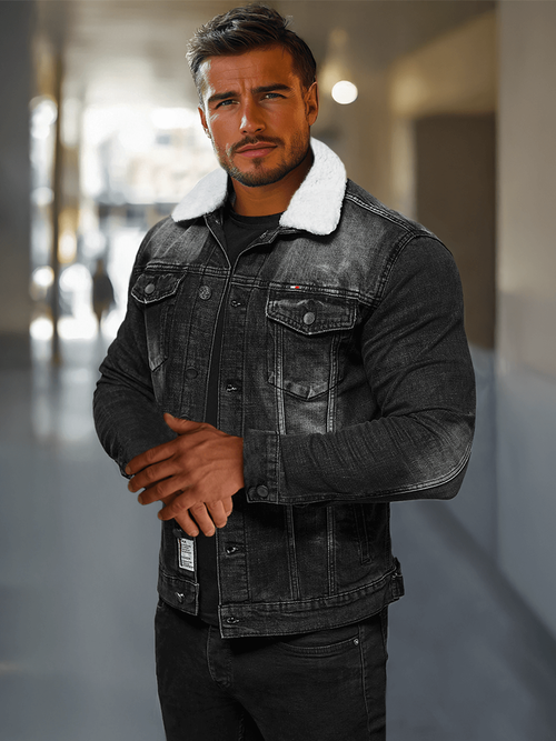 Herren Jeansjacke Sherpa Schwarz OZONEE NB/MJ516NZ