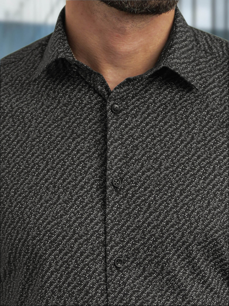 Herren Hemd Schwarz OZONEE V/V184