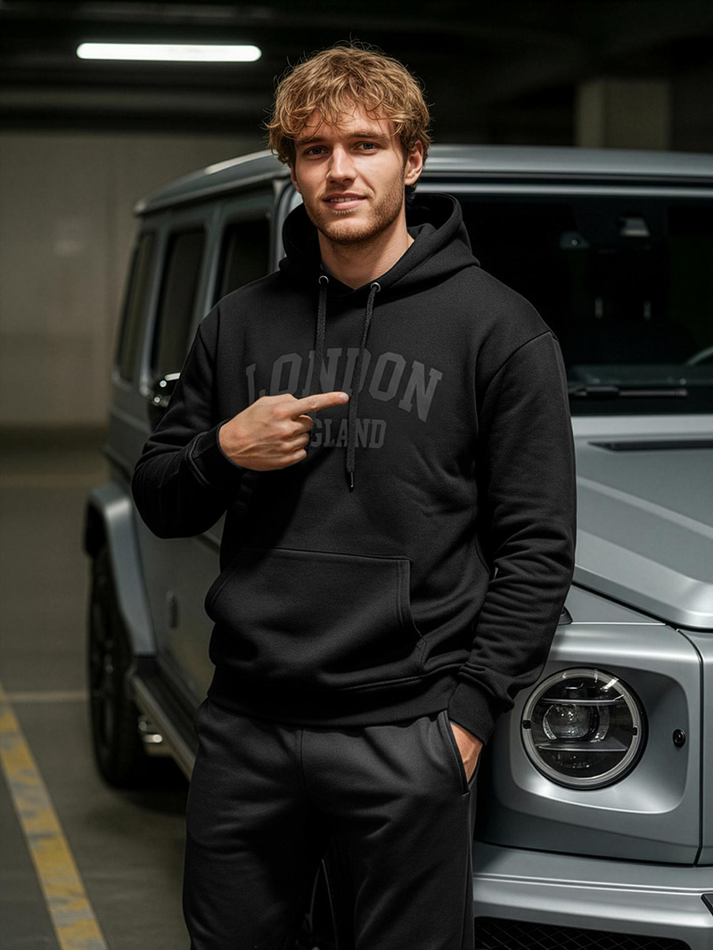 Herren Kapuzenpullover Schwarz OZONEE JS/8B1986/3