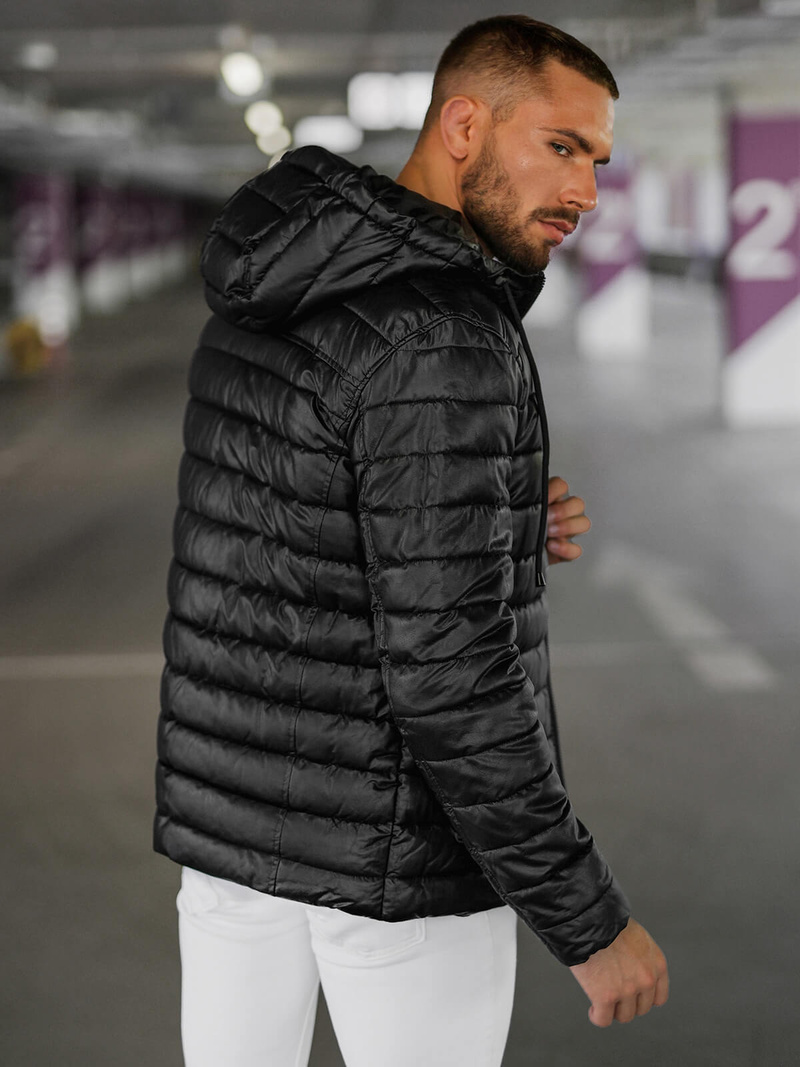 Herren Lederjacke Schwarz OZONEE O/11Z8088