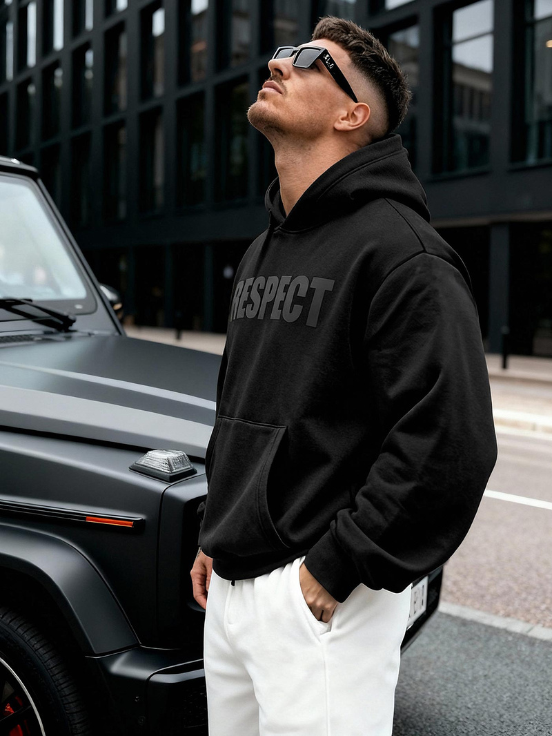 Herren Kapuzenpullover Schwarz OZONEE JS/8B1968/3